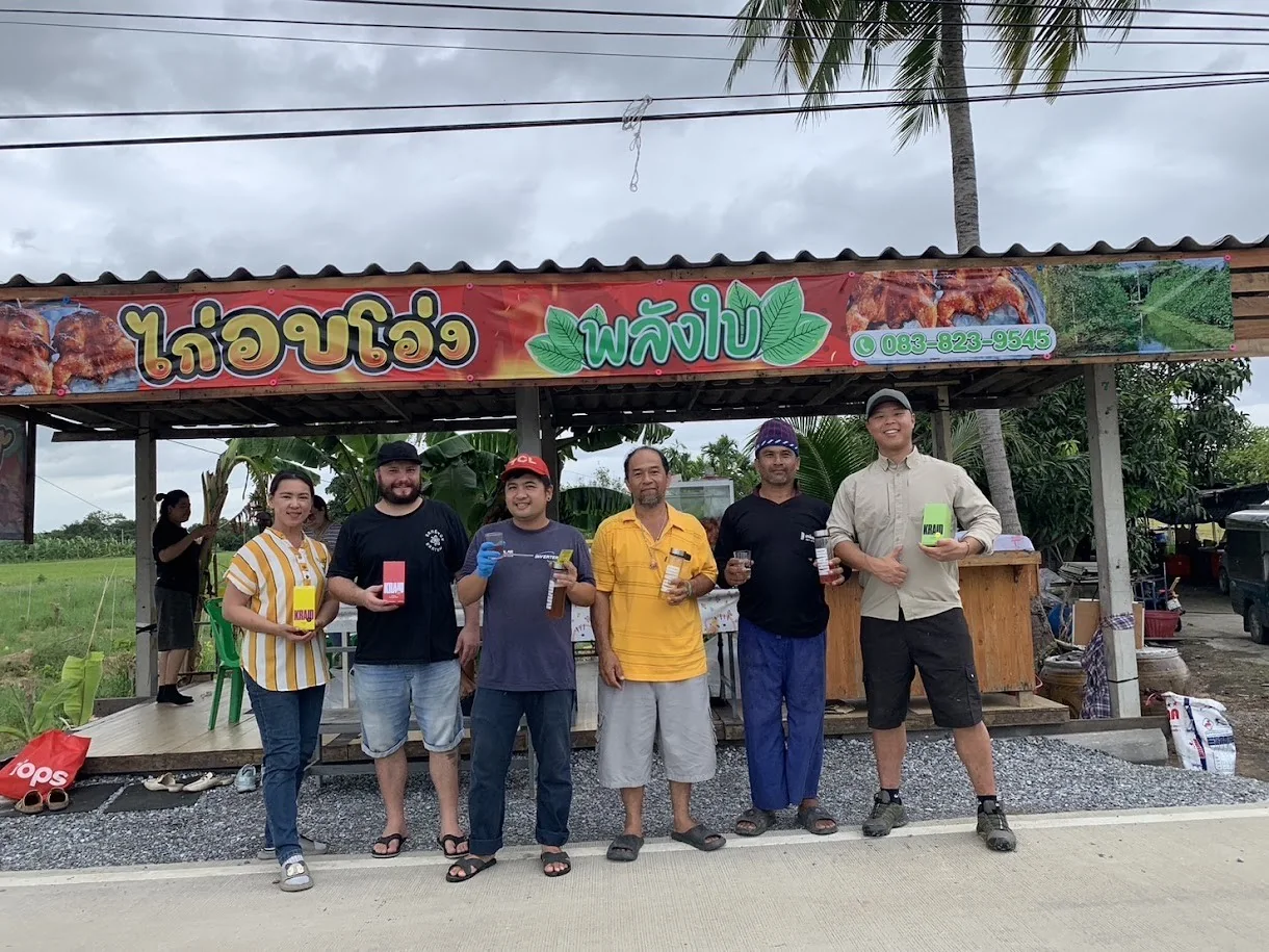 Workshop guests with local farmers in Nakhon Pathom